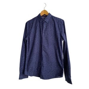 Denim & Flower Men's Blue and White Button Shirt Size S